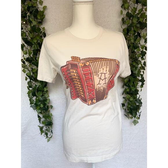 Parish Ink Accordion Tattoo Cotton Beige Crew Neck T Shirt Unisex Small - Picture 2 of 8